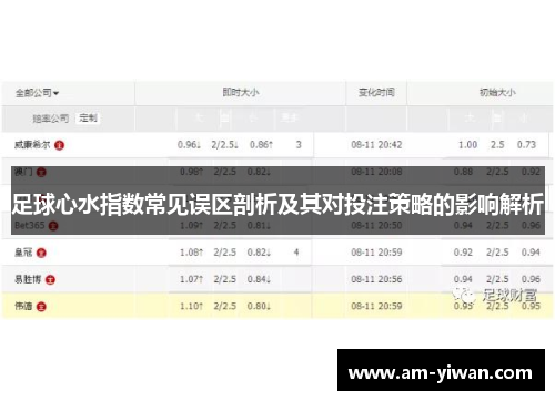 足球心水指数常见误区剖析及其对投注策略的影响解析 足球心水指数常见误区剖析及其对投注策略的影响解析